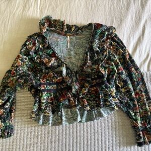 Free People Rudi Ruffle Crop Blouse